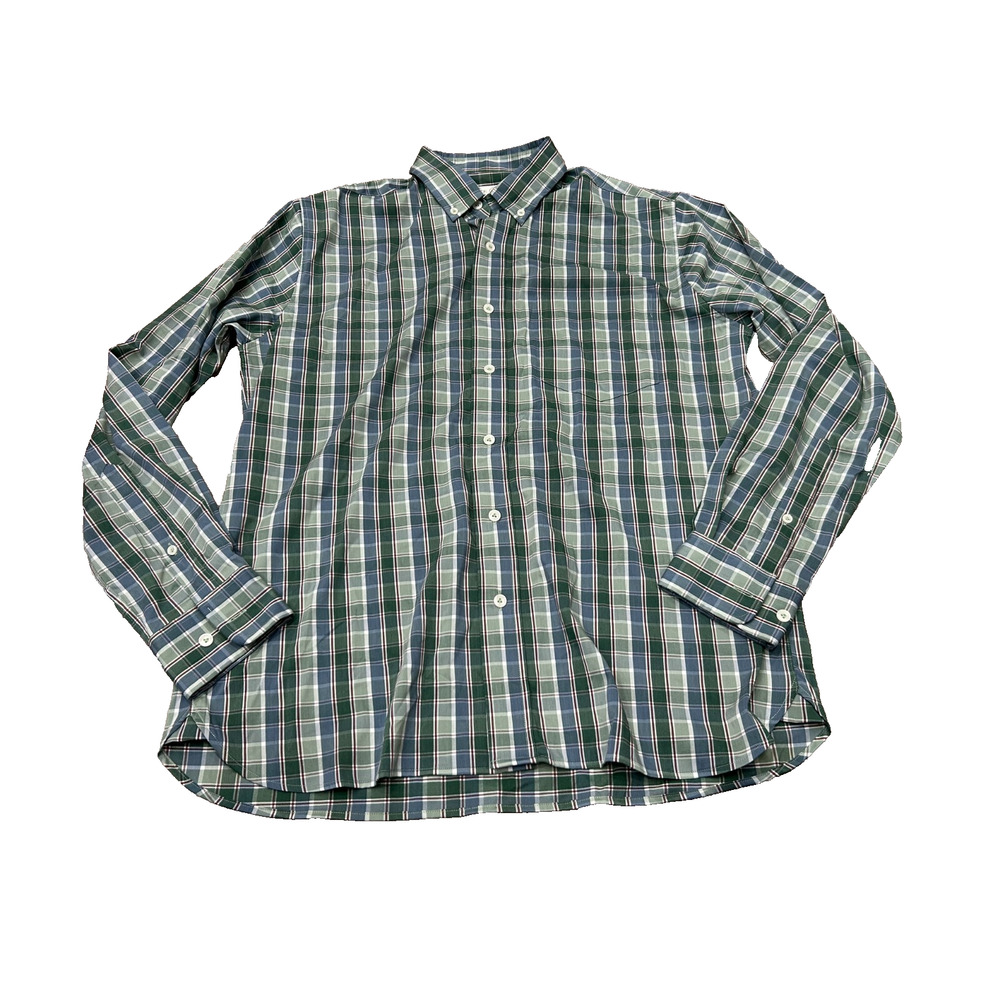 Duck Head Mens Trekking Green Burnham Performance Plaid Button Down Shirt Size M